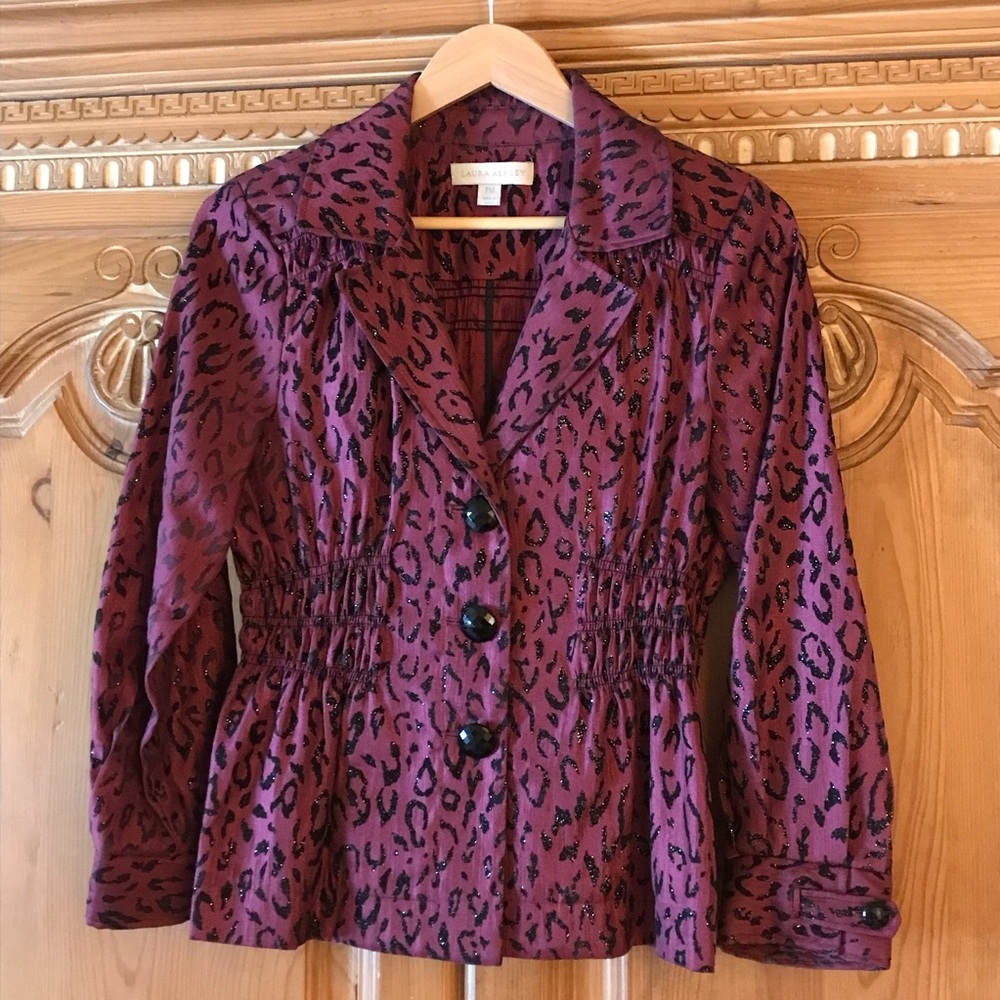 Petite Medium Burgundy Animal Print Jacket